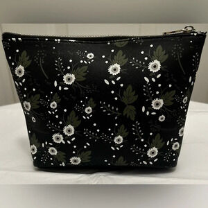 Dabney Lee Black Floral Zip Top Cosmetic Makeup Bag